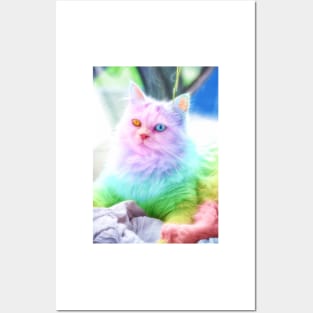 Unicorn Rainbow Cat Posters and Art